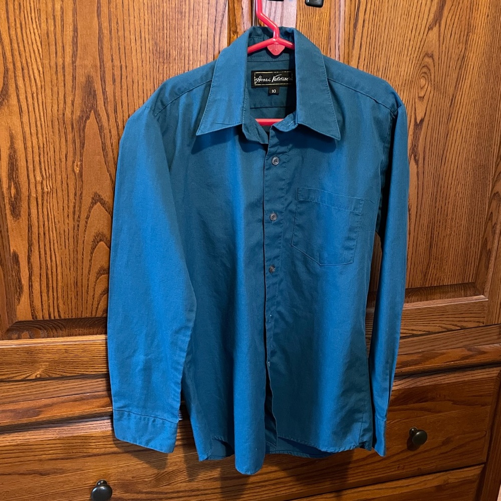 🪁 Henri Valdise Blue Dress Shirt Boys Size 10